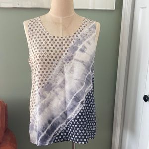 Garnet Hill Pure Silk Mixed Print Sleeveless Top